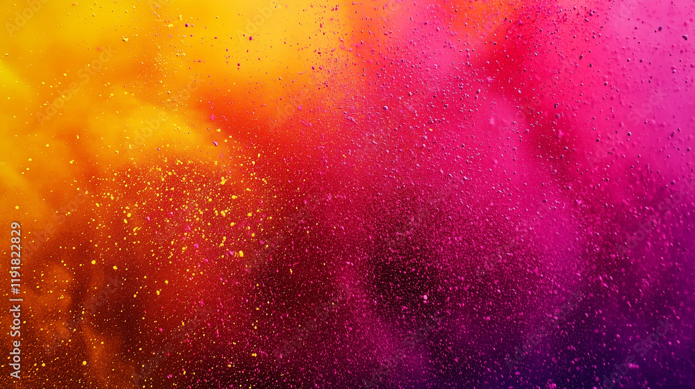 Fototapeta premium Vibrant Abstract Color Explosion with Pink and Yellow Hues. Dynamic abstract background of colorful powder in motion, blending vibrant shades of yellow, pink, and purple for a striking visual effect.