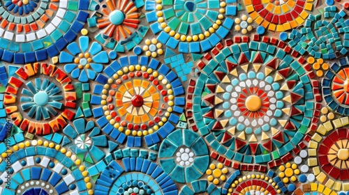 Wallpaper Mural A vibrant mosaic featuring colorful circular patterns and designs. Torontodigital.ca