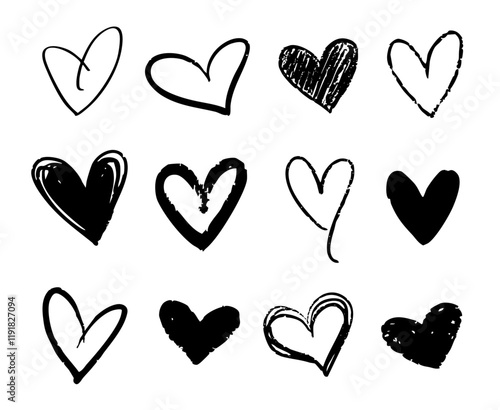 Hand Drawn Doodle Sketch Hearts