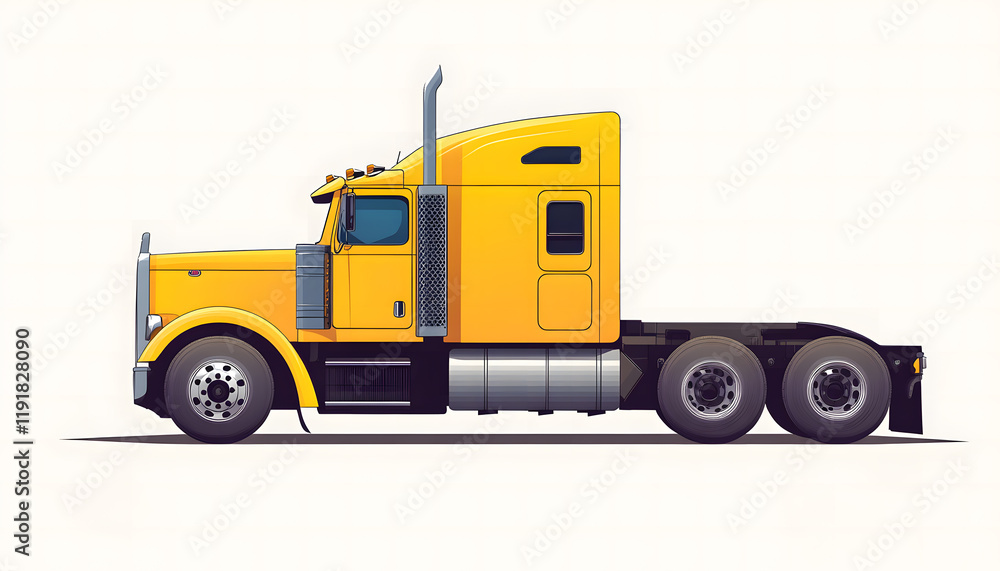 Naklejka premium Yellow Pickup Truck Side View Illustration