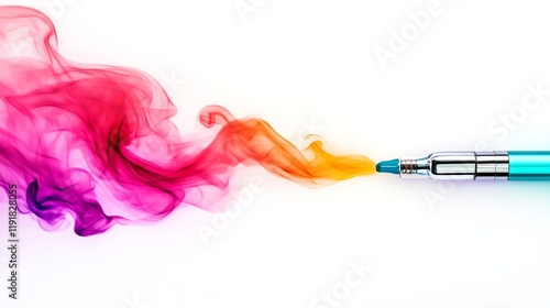 bold vape smoke, dense textured puff, vivid color gradient, modern artistic style, isolated on white background photo