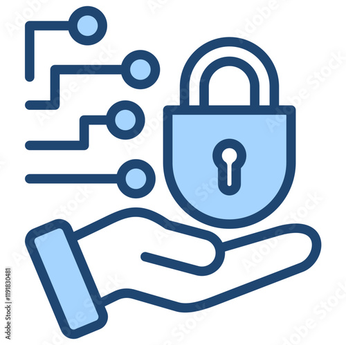 Ransomware Threat Icon Lineal Blue Style