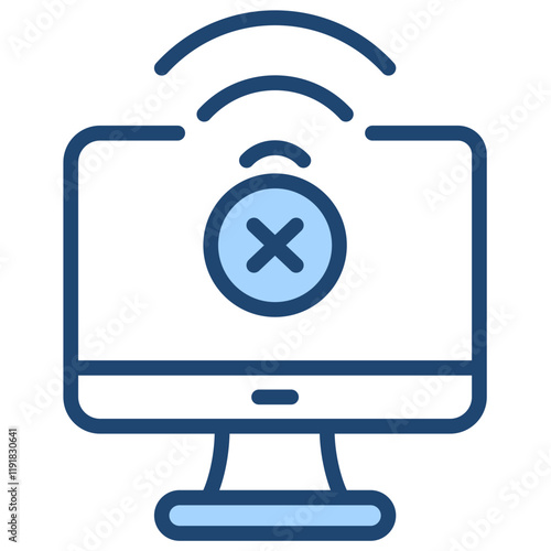 Network Intrusion Icon Lineal Blue Style