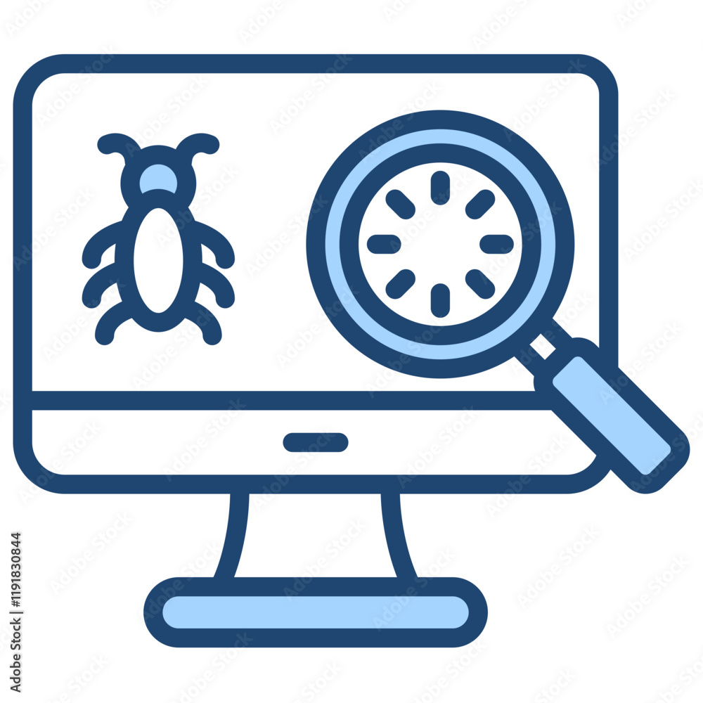 Malware Analysis Icon Lineal Blue Style Malware Analysis Icon Lineal Blue Style