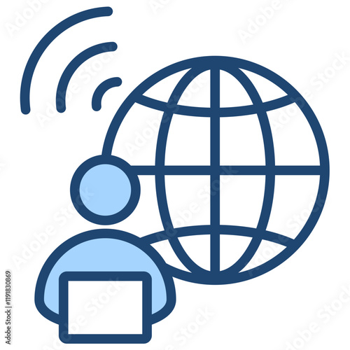 Remote Work Icon Lineal Blue Style