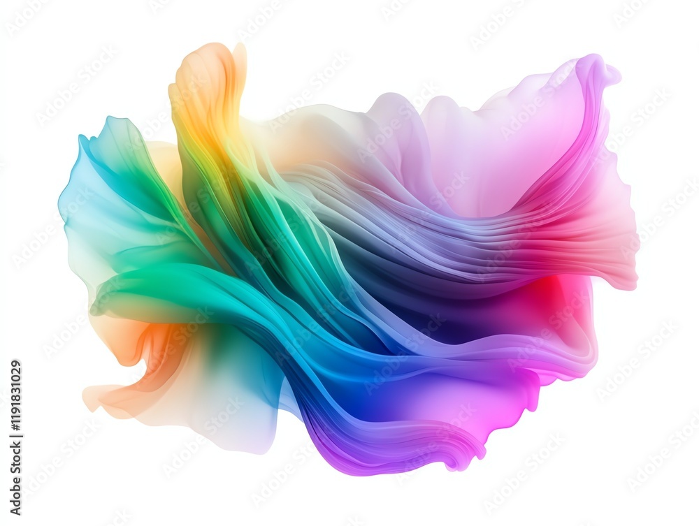 Fototapeta premium glowing smoke curl, radiant minimal texture, pastel gradients, modern style, isolated on white background