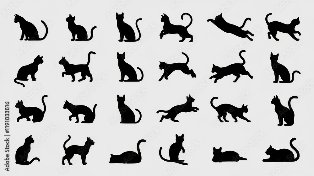 custom made wallpaper toronto digitalCat Poses: 20 Silhouette Variations