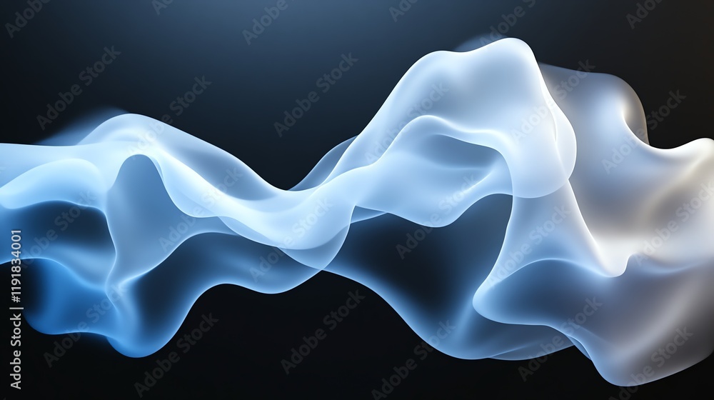 Fototapeta premium Smoky wave textures, soft chromatic highlights, 3D illustration