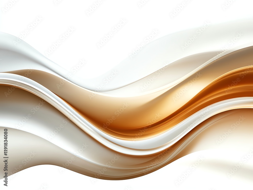 Naklejka premium smooth smoke curves, gentle wave texture, photorealistic gradient, soft warm tones, isolated on white background