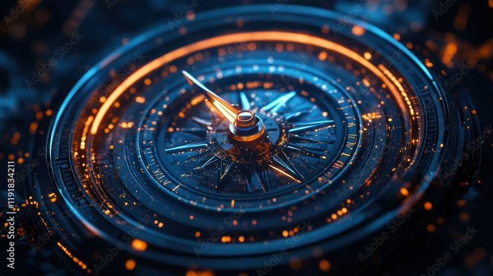 custom made wallpaper toronto digitalFuturistic compass glowing with vibrant energy.