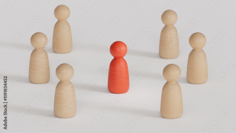 Obraz premium Human resource (HR), hiring, selection, recruitment, CRM, right people and unique concepts. the chosen one person from crowd in magnifier lens on white background.