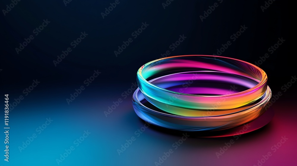 Vapor rings, subtle glowing edges, 3D illustration Vapor rings, subtle glowing edges, 3D illustration