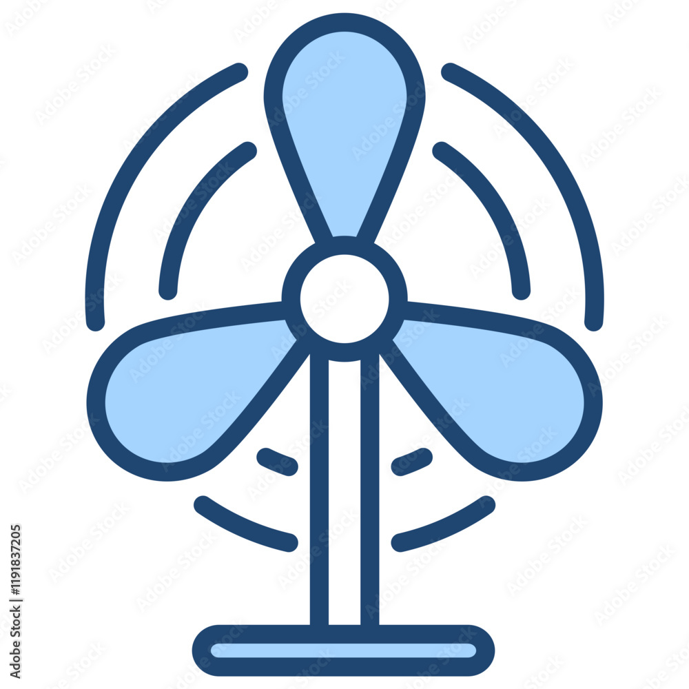 Wind Energy Icon Lineal Blue Style