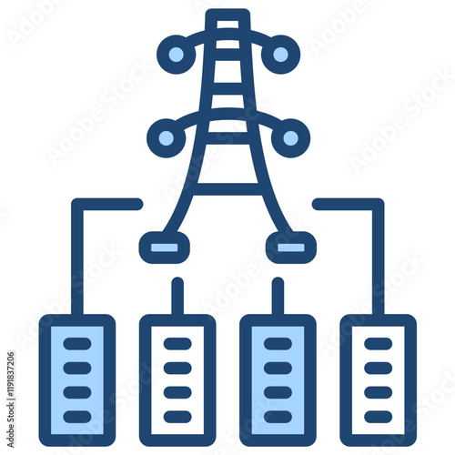 Distributed Generation Icon Lineal Blue Style