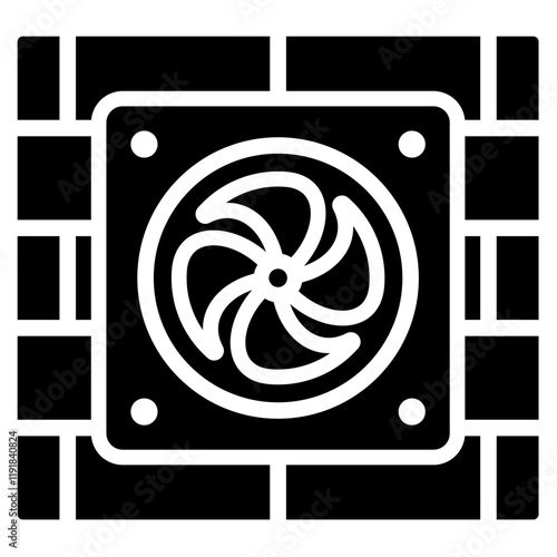 Ventilation Fan Icon Black Style
