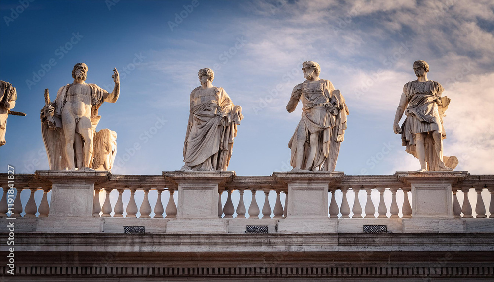 Obraz premium marble statues in the stadio dei marmi rome italy