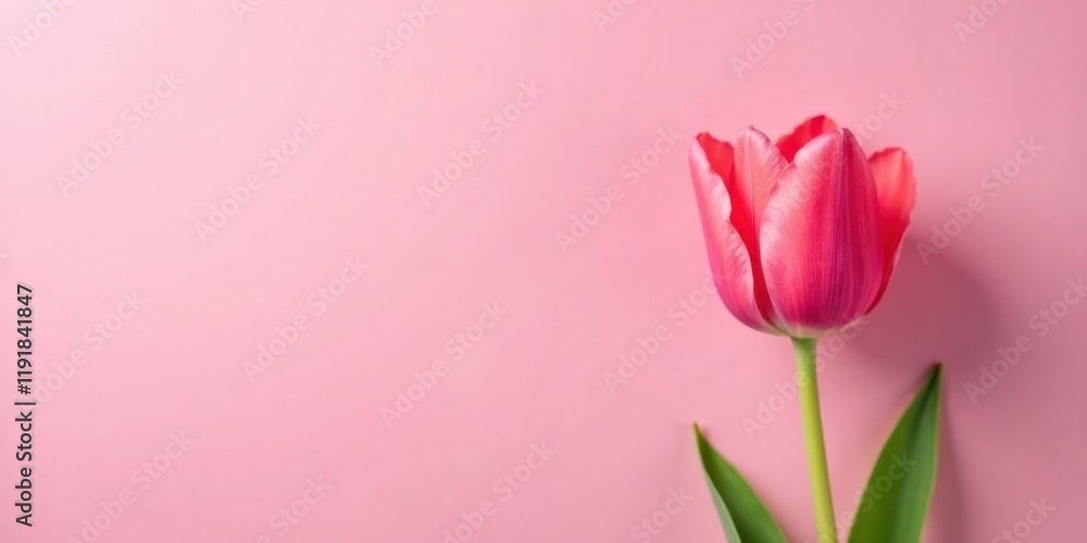A Single Pink Tulip on a Soft Pink Background, a Delicate Floral Image Perfect for Springtime Designs and Feminine Themes A Single Pink Tulip on a Soft Pink Background, a Delicate Floral Image Perfect for Springtime Designs and Feminine Themes