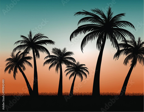 palm trees silhouettes photo