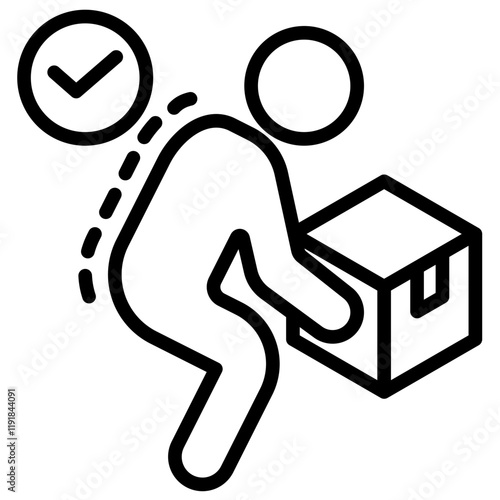 Safe Lifting Technique Icon Lineal Syle