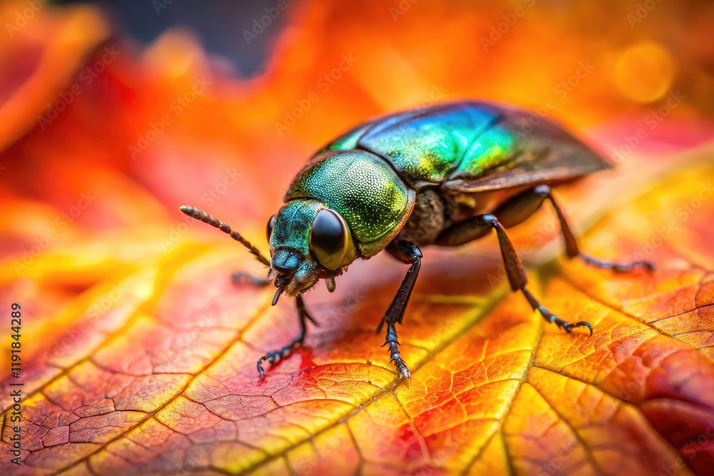 Naklejka premium Dead Insect on Autumn Leaf - Macro Fall Photography - Nature Close Up