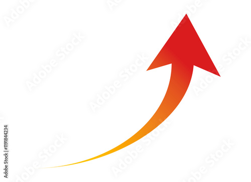 急成長の赤い上昇矢印：fast growing red rising arrow