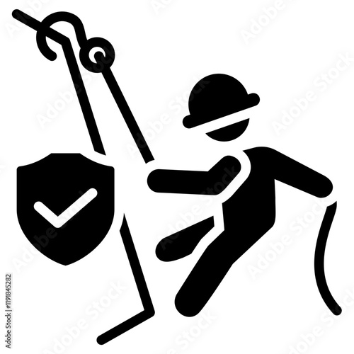 Working At Height Safety Icon Black Style