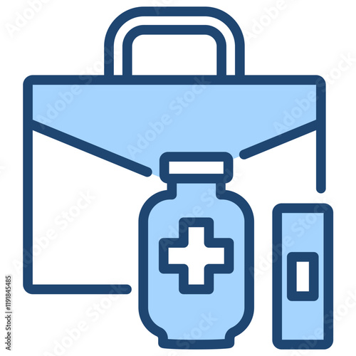 First Aid Kit Icon Lineal Blue Style