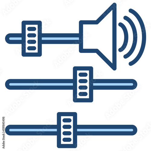 Noise Control Icon Lineal Blue Style