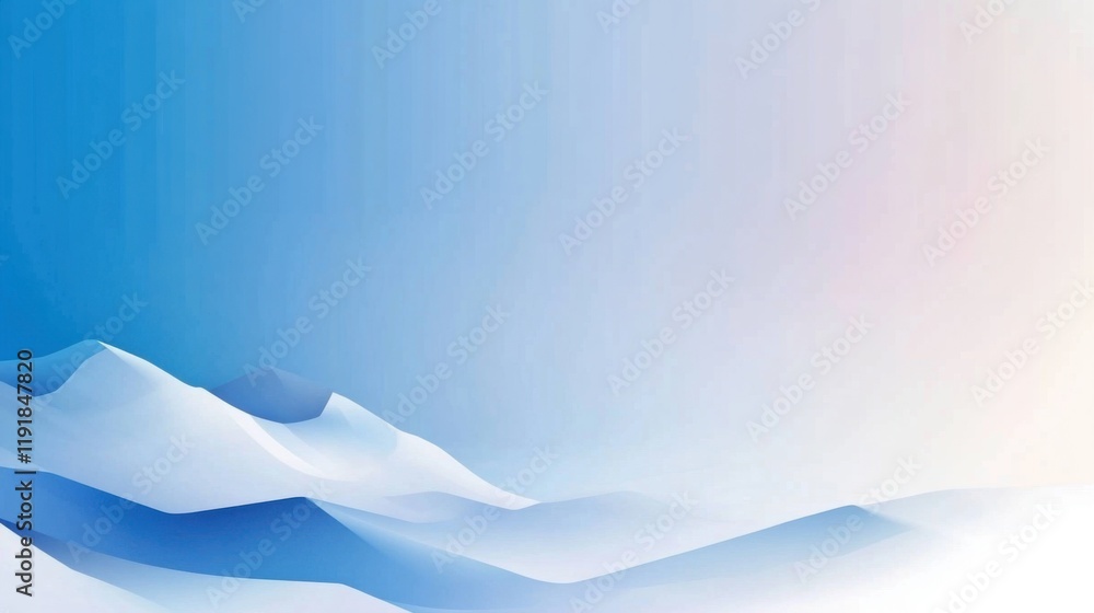 Fototapeta premium Serene Winter Landscape with Gentle Curves and Soft Color Gradients Evoking a Calm Atmosphere of Snow-Covered Mountains Under a Clear Sky
