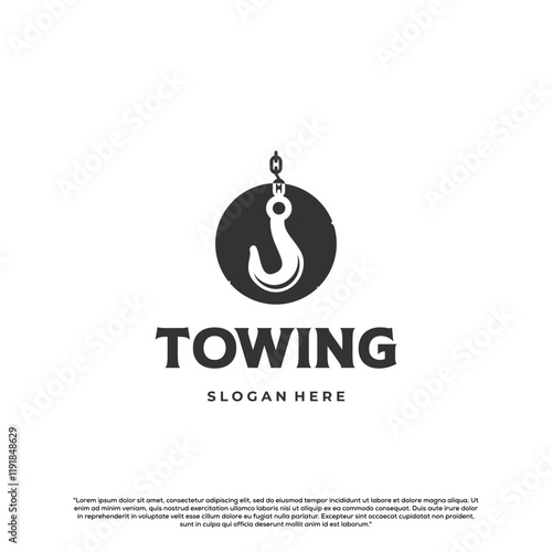 Towing Truck Service Logo Towing Hook In The Circle Shape Logo