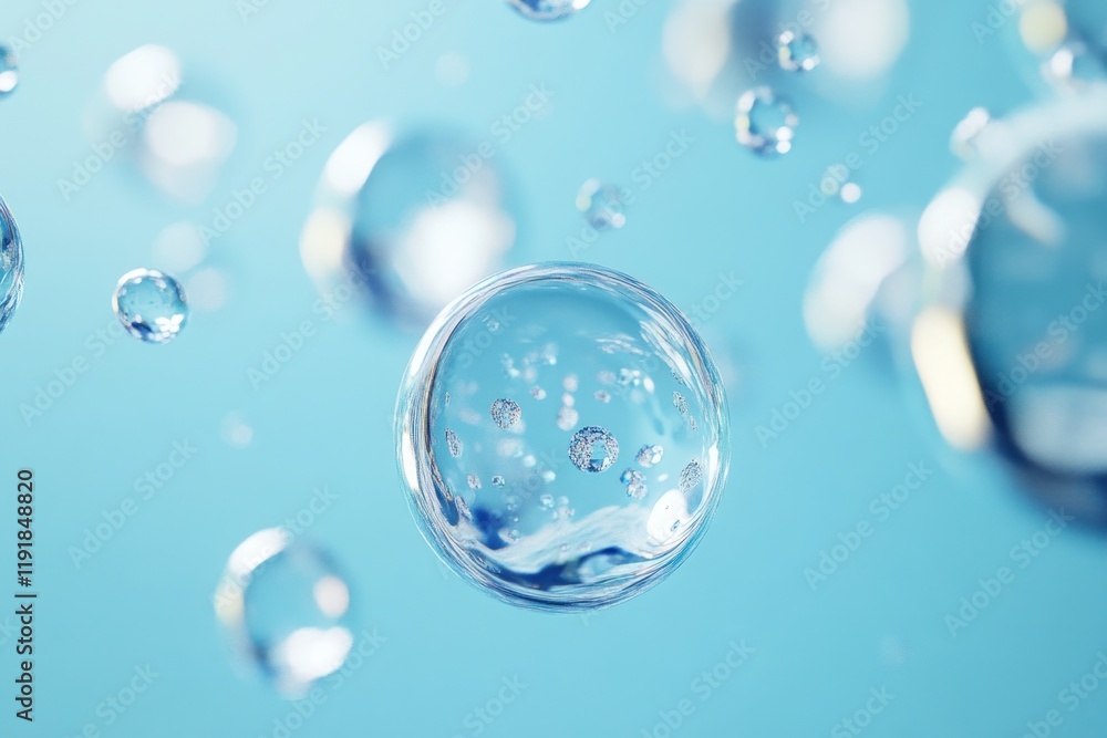 custom made wallpaper toronto digitalFloating Water Droplets on a Blue Background