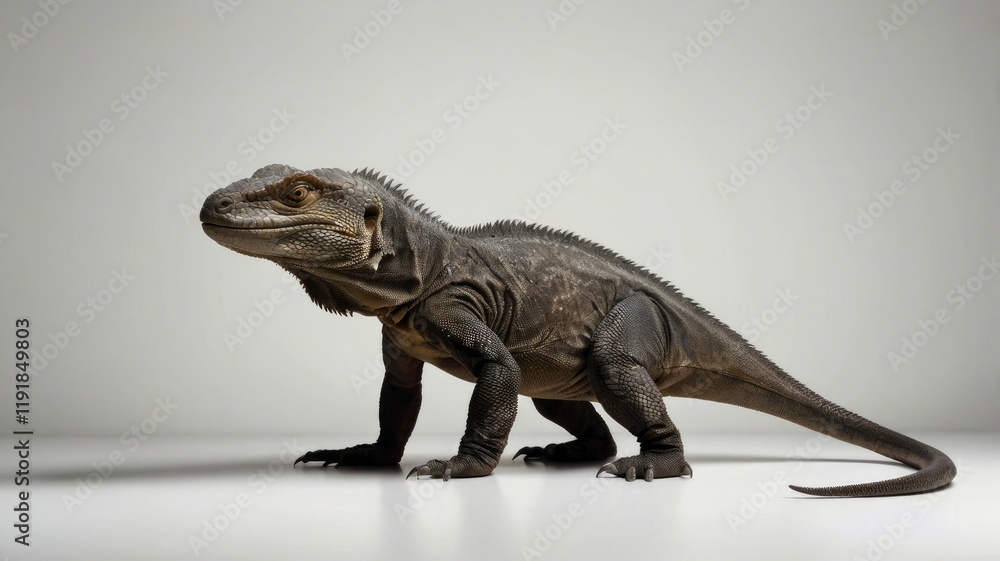 Obraz premium Comodo Dragon Silhouette on White Background. Isolated Vector Animal Template for Logo Company, Icon, Symbol etc