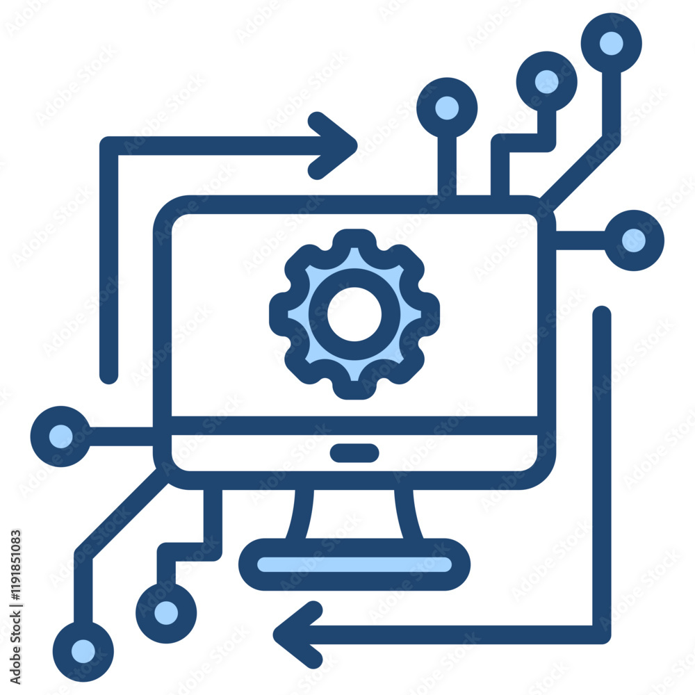 Distributed Control Icon Lineal Blue Style Distributed Control Icon Lineal Blue Style