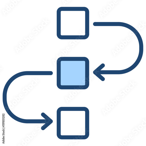 Sequential Process Icon Lineal Blue Style