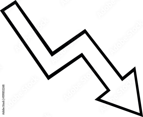 vector illustration drawing black and white icon arrow down trend concept