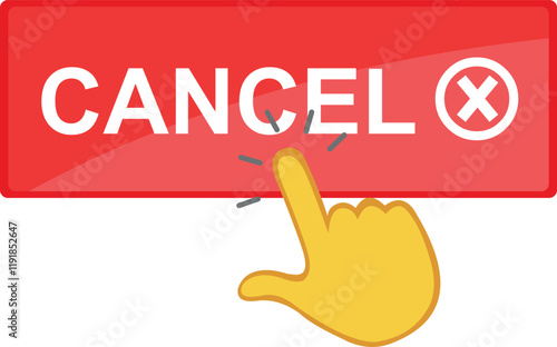 vector illustration yellow hand cartoon pressing digital cancel button