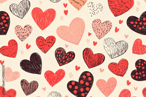 Wallpaper Mural heart, love, valentine, pattern, pink, hearts, seamless, wallpaper, shape, decoration, illustration, holiday, design, day, vector, backgrounds, red, texture, romantic, valentines day, art, romance, sy Torontodigital.ca