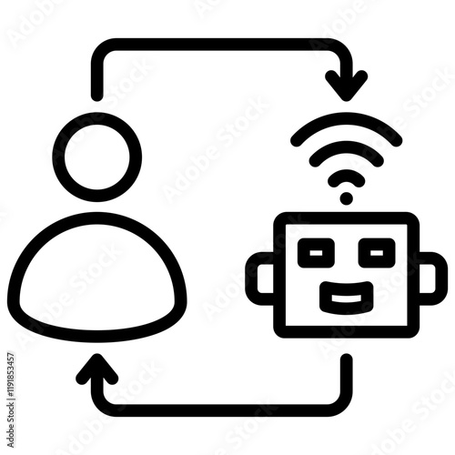 Collaborative Robot Icon Lineal Syle