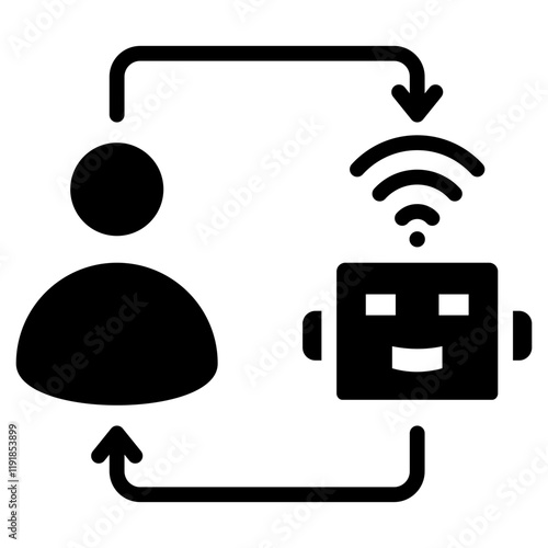 Collaborative Robot Icon Black Style