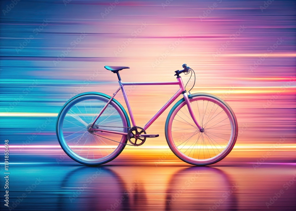 Fototapeta premium Pastel Gradient Bicycle, Minimalist Bike Art, Long Exposure Photography, Modern Art Cycling