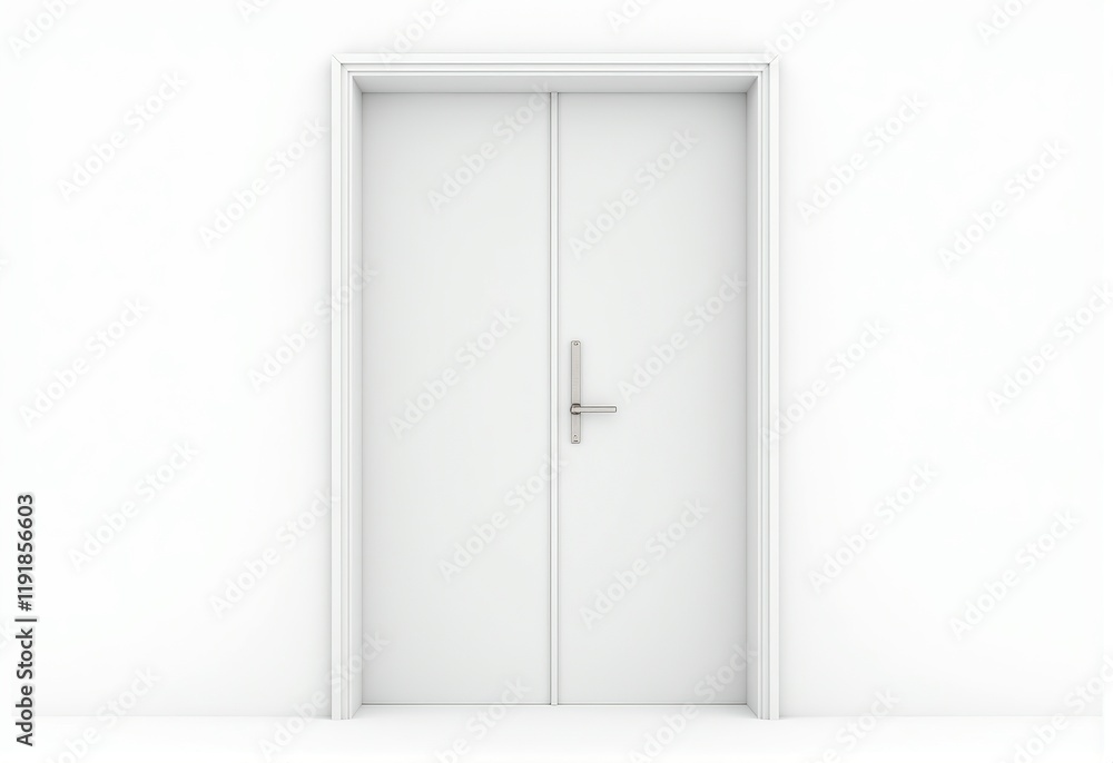 Stylish White Double Doors Open Wide Against a Clear Background, Ideal for Architectural Photography and Creative Projects Stylish White Double Doors Open Wide Against a Clear Background, Ideal for Architectural Photography and Creative Projects