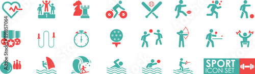 A set of sports icons in solid style. The set contains icons: Soccer, Golf, Swimming, American Football, and table tennis.