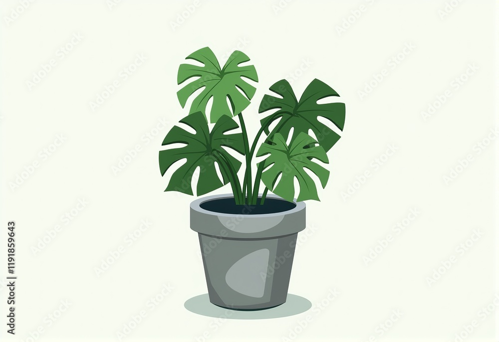 Vibrant Green Monstera Plant in a Chic Gray Pot: Ideal for Minimalist Decor and Nature Lovers Vibrant Green Monstera Plant in a Chic Gray Pot: Ideal for Minimalist Decor and Nature Lovers