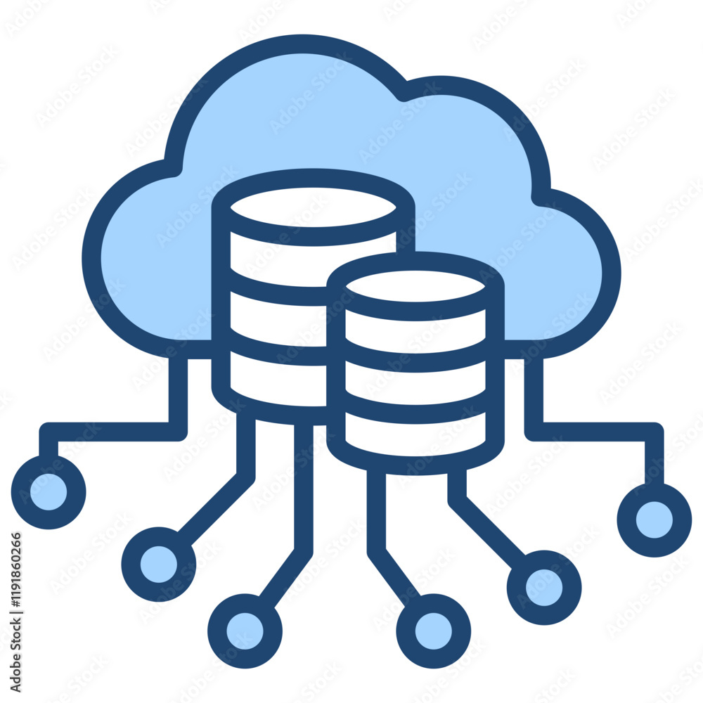 Cloud Computing Icon Lineal Blue Style Cloud Computing Icon Lineal Blue Style