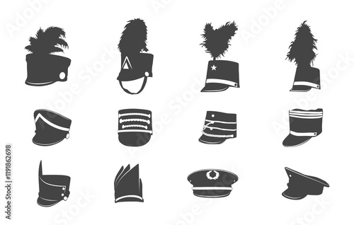 Marching band hat silhouette, Marching band hat svg, Marching band svg, Marching band silhouette, Hat svg, Hat silhouette, Color guard svg, Marching band hat vector.