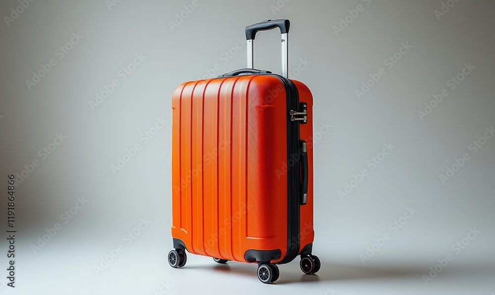 Bright orange suitcase on gray background. Bright orange suitcase on gray background.