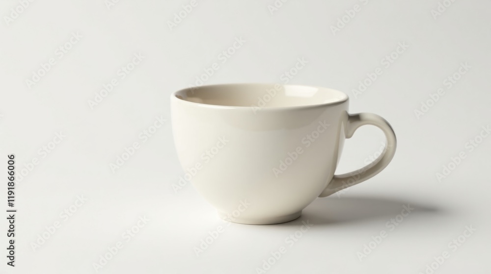 A simple off-white ceramic mug with a heart-shaped handle rests on a clean white background, ready for your morning beverage or a comforting afternoon tea A simple off-white ceramic mug with a heart-shaped handle rests on a clean white background, ready for your morning beverage or a comforting afternoon tea