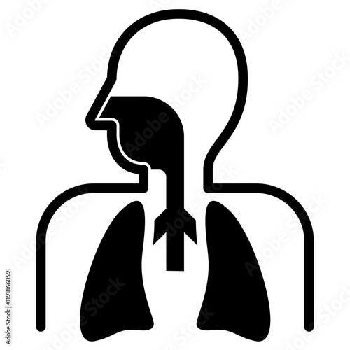 Respiratory System Icon Black Style