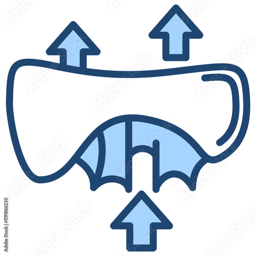 Diaphragm Movement Icon Lineal Blue Style