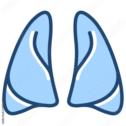 Lung Lobes Icon Lineal Blue Style